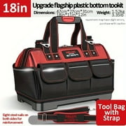 18 Heavy Duty Tool Bag with 14 Pockets, Durable Organizer Tote with Shoulder Strap & Non-Slip Rubber Bottom