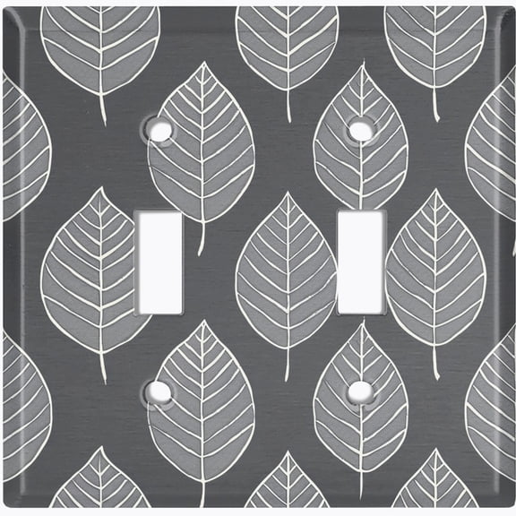 Metal Light Switch Wall Plate Outlet Cover (Damask Leaves Pattern - Double Toggle)