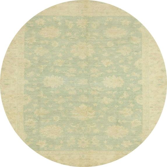 Ahgly Company Indoor Round Abstract Brown Gold Oriental Area Rugs, 4' Round