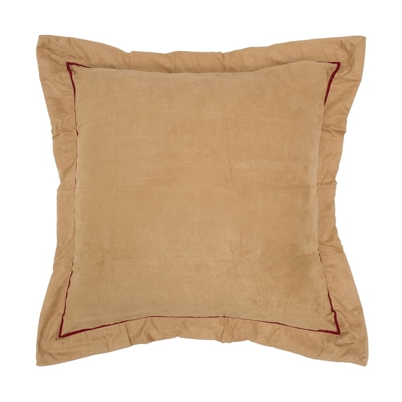 26" x 26" Tan Faux Suede/Red Euro Pillow Sham