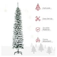 thumbnail image 4 of 6ft Snow-Flocked Christmas Tree, Slim Pencil Xmas Tree with 395 Realistic Branches & Metal Base, Green, 4 of 9