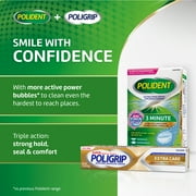 Poligrip Extra Care Denture Adhesive Cream, Flavor Free, Zinc Free - 2.2 Oz (3 Pack)