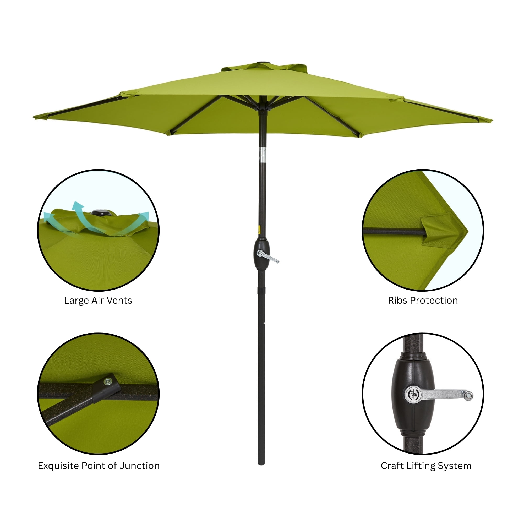 7.5FT Patio Market Table Umbrella, UV-Resistant Canopy and Tilt Button