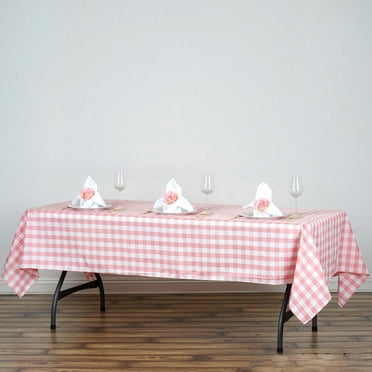 Efavormart Buffalo Plaid Tablecloth | 60"x102" Rectangular | White/Rose Quartz | Checkered Polyester Linen Tablecloth