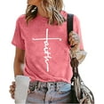 thumbnail image 3 of Faith Shirt Women Short Sleeve Crew Neck Cute Tee Graphic Shirts Tops Christian T-Shirts for Women, 3 of 5