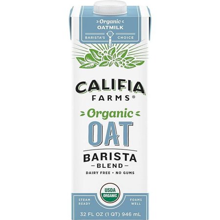 Califia Farms - Organic Oat Barista Blend Oat Milk, 32 oz, Shelf Stable, Dairy Free, Plant Based, Vegan, Non GMO, Organic Milk, Creamer, Milk Frother, Oatmilk