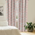 thumbnail image 2 of Ambesonne Floral Window Curtains, Peony Flowers Fashion Art, Each 28" W x 84" L, Pale Salmon and Blue, 2 of 4