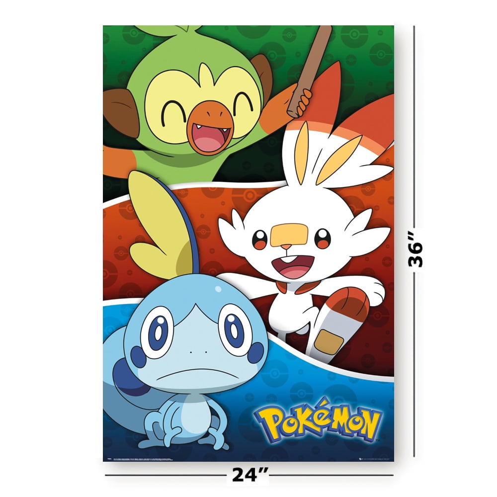 Pokemon Framed Tv Show Gaming Poster Galar Starters Size 24 X 36 Walmart Com Walmart Com