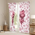 thumbnail image 3 of Homewish Kawaii Princess Ribbon Curtains Pack of 2 (42x84 Each) for Girls, Fashion Pink Leopard Print Curtains Blackout, Cute Cartoon Bedroom Curtains, Black Out Curtains Decor, 3 of 6