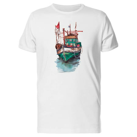 Painting Of A Fishing Boat Tee Men's -Image by (Best Small Fishing Boat 2019)