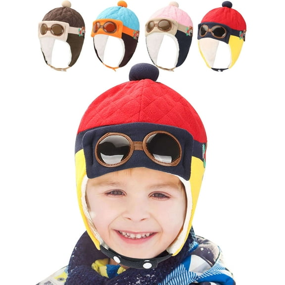 Deago Baby Boys Girls Crochet Earflap Winter Warm Caps Beanie Pilot Aviator Cartoon Hats for Kids Toddlers