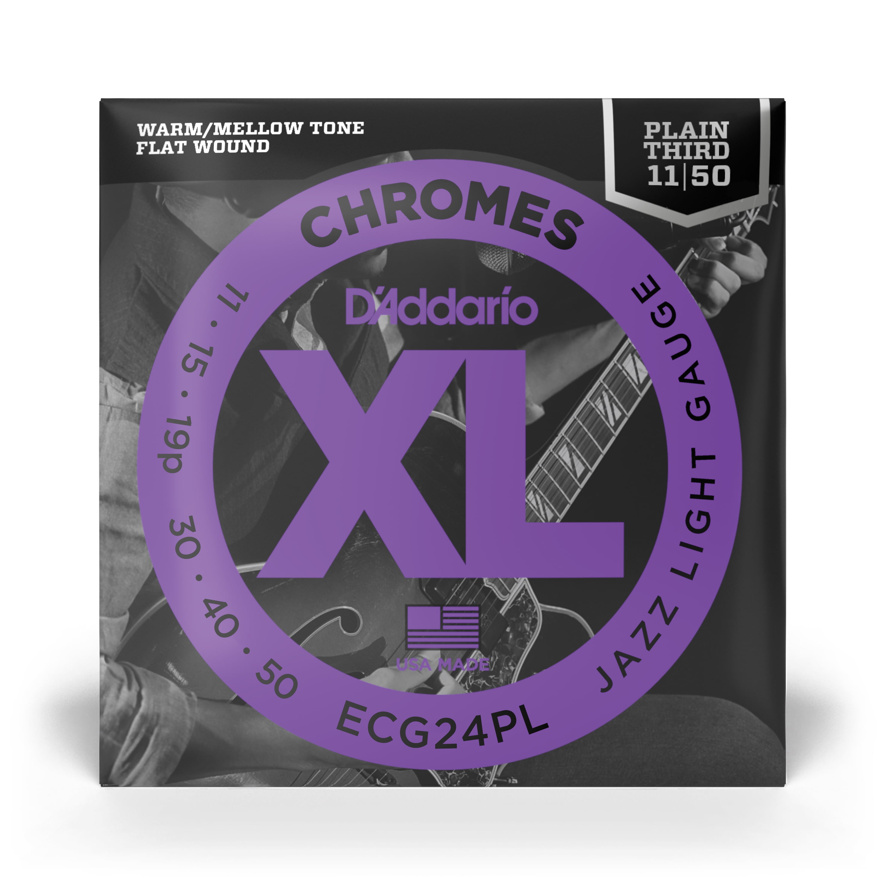 D'Addario Guitar Strings 2 Sets Flatwound Chromes Jazz Light 11-50 Plain 3rd