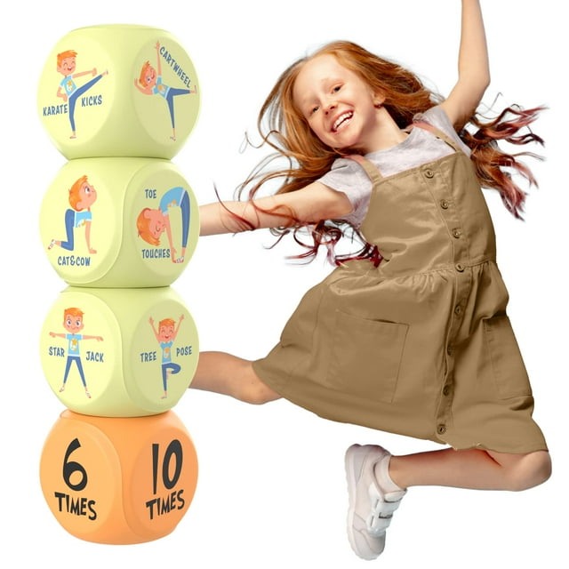 Juego de 2 dados de ejercicio Skywin Kids Yoga con bolsa de malla