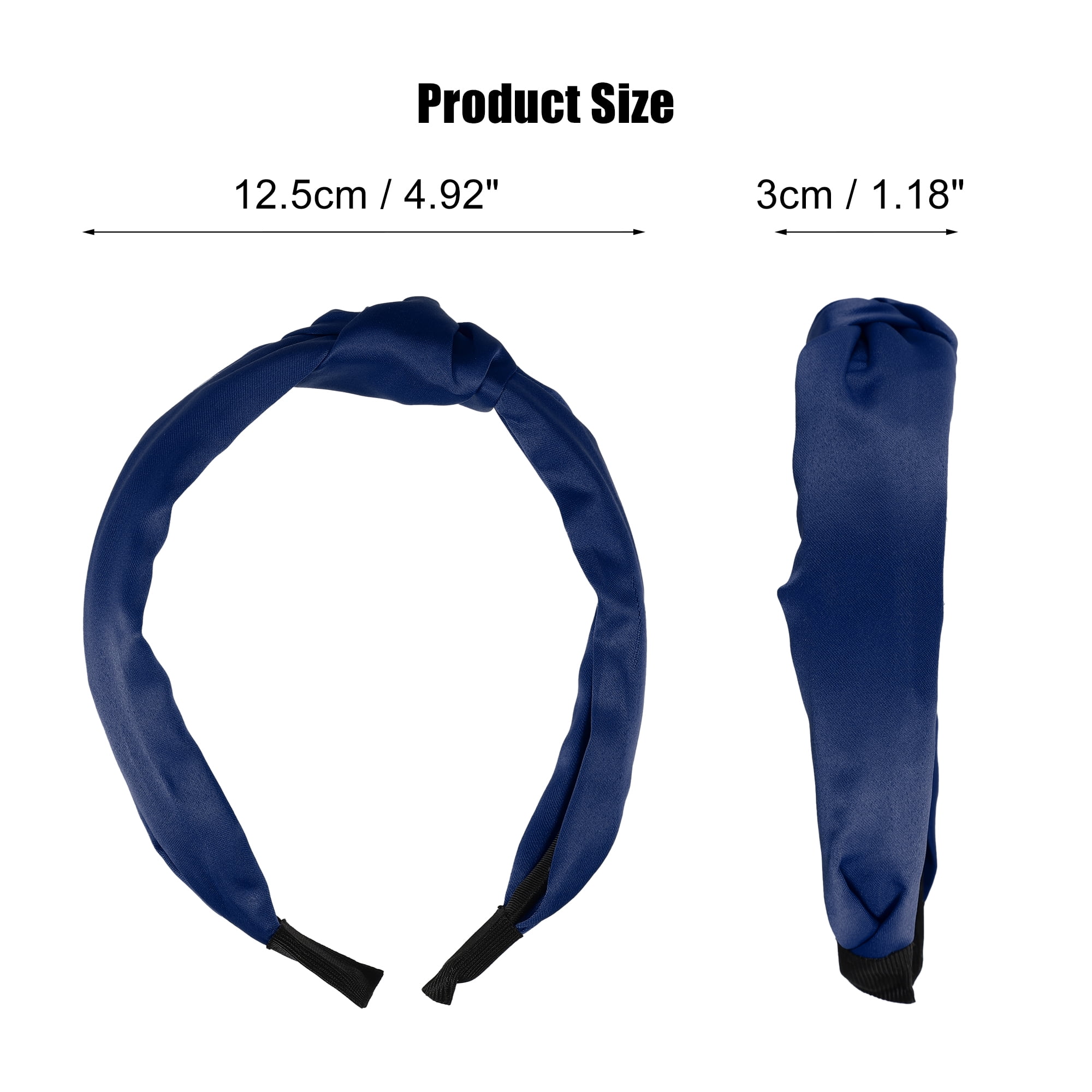 Unique Bargains Satin Knot Headband Hairband for Women 1.2 Inch Wide Navy Blue