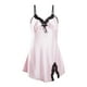 thumbnail image 1 of Vestido de noche de satén sexy para mujeres con encaje, pijama rosa con flores, talla XXL, 1 of 6