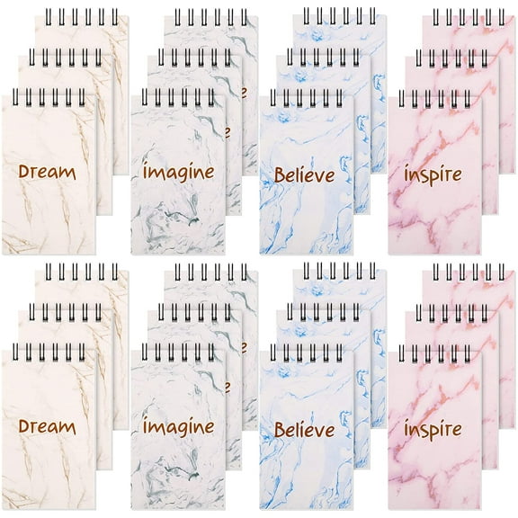 QUMENEY Tiny Top Spiral Memo Pads, 2.4"in x 4"in, 25 Sheets, 24 Count Pack