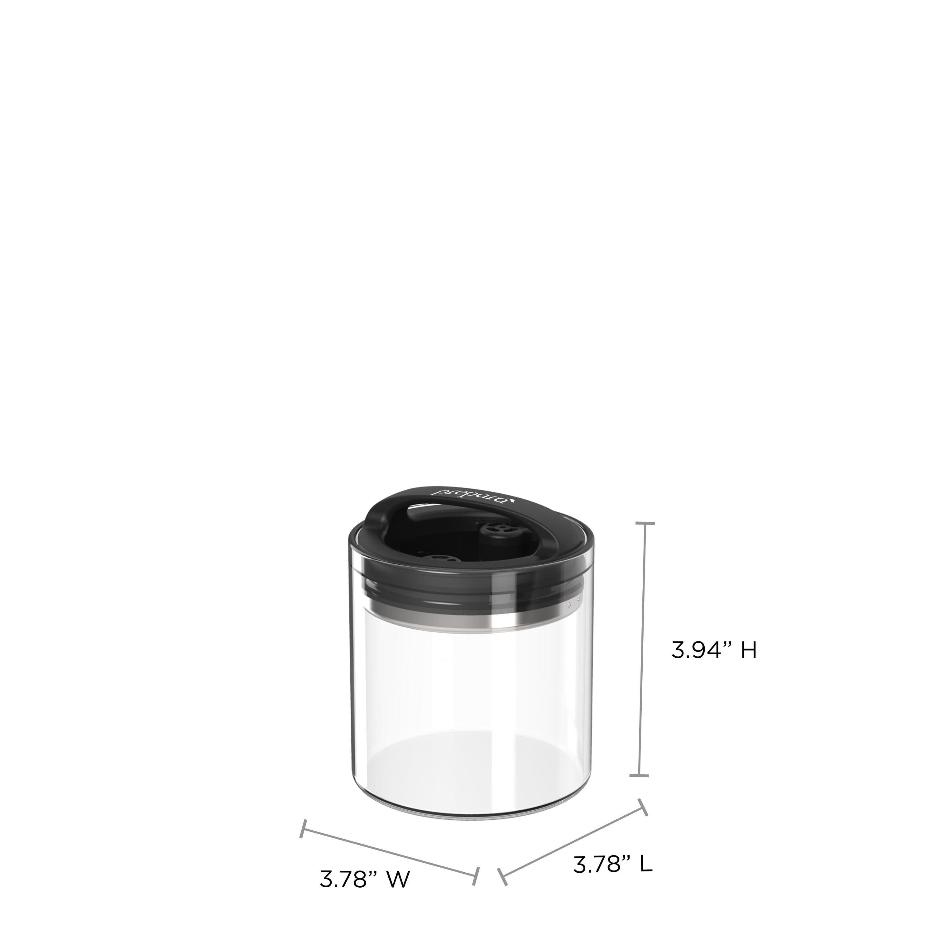 Prepara Evak Compact Small Vacuum Seal Food Storage Container Black Rubberized Handle