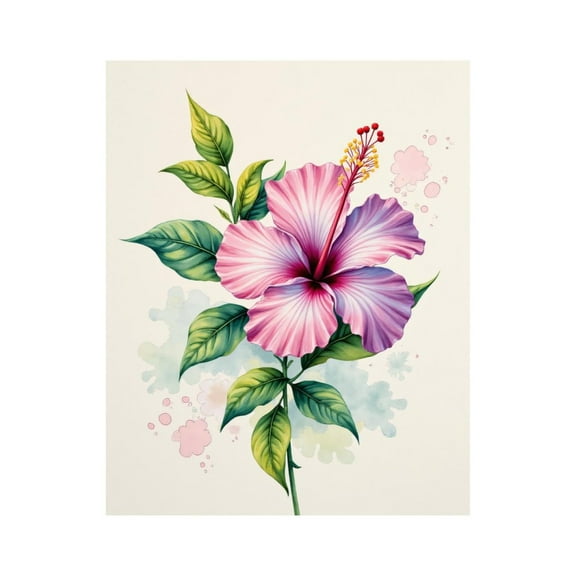 Paint by Numbers Kit for Adults, Pink Hibiscus With Green Leaves Paint by Numbers, Easy Paint by Numbers Kit for Adults Beginner, DIY Adult Paint by Number Kits on Canvas, Home Decor