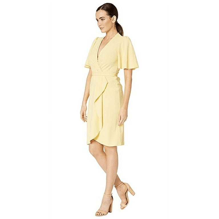 Donna morgan short flutter sleeve faux shop wrap dress