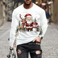 thumbnail image 2 of SERTG Men's Christmas Gifts Tops Casual Pullover Shirt Christmas Print Round Neck Long Sleeve Soft Fashion Top Men T-Shirt Blouse Tops(Wine,M), 2 of 5