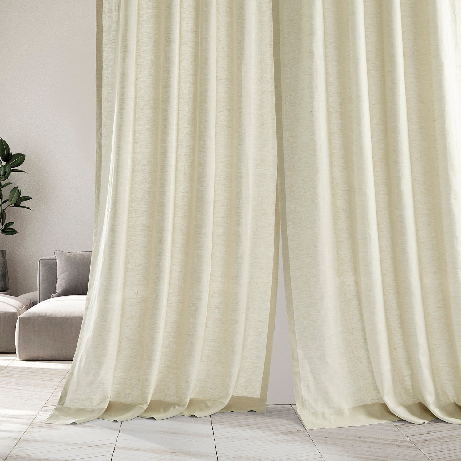 Exclusive Fabrics  Signature French Linen Sheer Curtain (1 Panel) 50 X 96 - Antique Lace