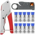 thumbnail image 1 of RG59 RG6 Wire Stripper Coax Cable Crimper Tool Kits Coaxial Compression Tool Fitting with 10PCS F Compression connectors, 1 of 6