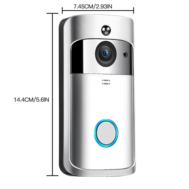 Timbre con video Wifi, oficina en casa, timbre inteligente inalámbrico, detección de movimiento, anillo de puerta con video de gran angular, plateado, enchufe de EE. UU. Speravity HA8027-04B