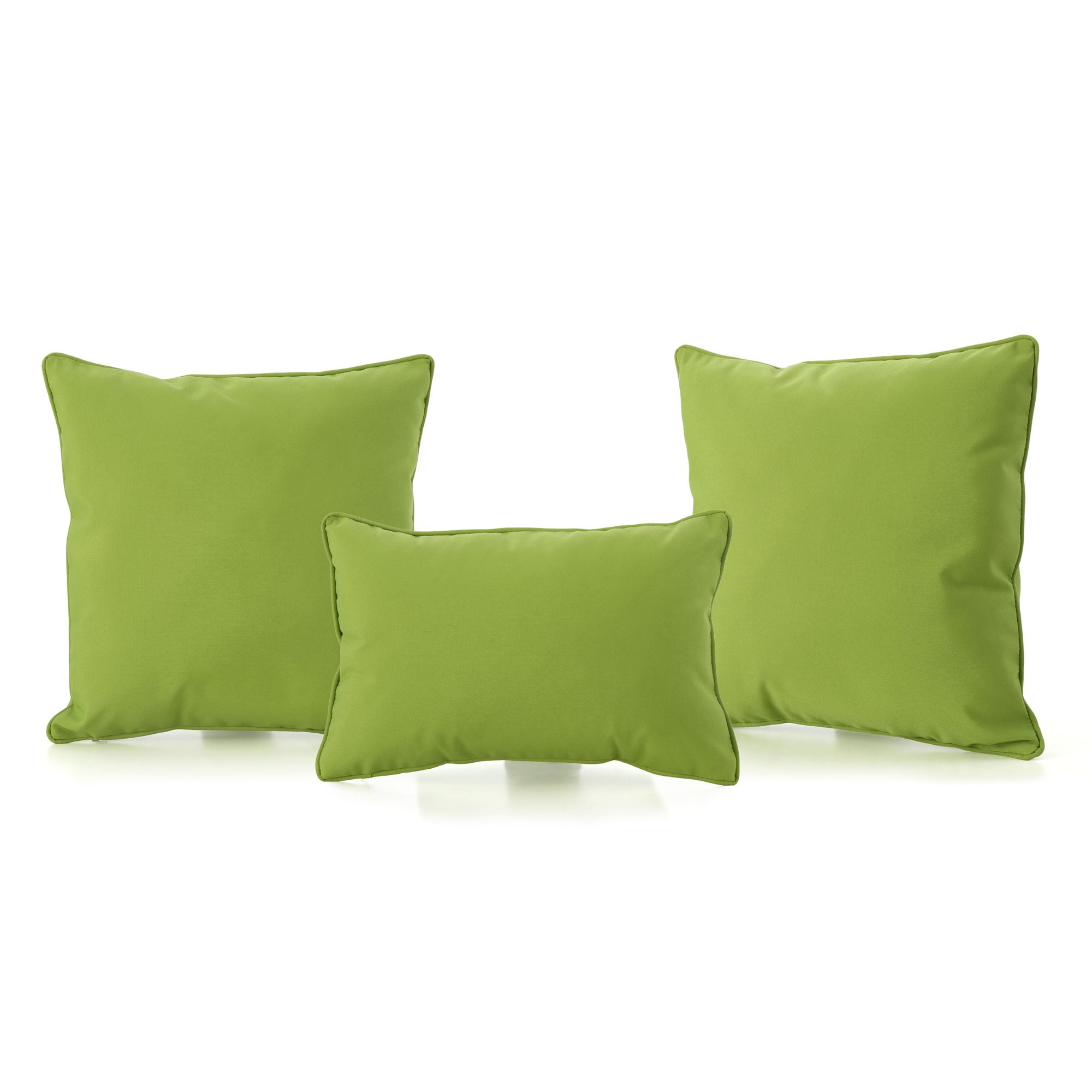 Contemporary Home Living Set of 3 Lime Green Solid Outdoor Throw ...