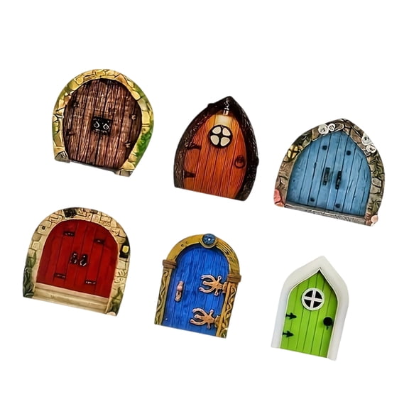 Set Of 6 Fantasy Themed Wooden Miniature Fairy Door Perfect For Garden Yard Tree Decoration And Kids Play Area