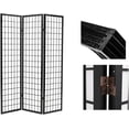 ORE International 3-Panel Room Divider - Black, 70"H X 6"D X 50"W, Japanese-Inspired Privacy Screen