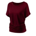 thumbnail image 1 of Birdeem Blouses pour Femmes Mode Décontractée Femmes Grande Taille Blouse à Manches Courtes Unie Col Rond T-Shirts Amples Hauts, 1 of 1