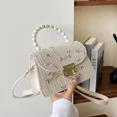 thumbnail image 4 of Bolso de hombro cuadrado pequeño portátil de nueva perla, bolso cuadrado pequeño de diseño simple tejido, bolso cuadrado pequeño de paja, 4 of 5