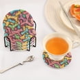 thumbnail image 5 of Haosy Set of 6 Drink Woven Coaster with Holder Heat Resistant Non-Slip Bar Coasters 4 Inches Colorful Bones, 5 of 7