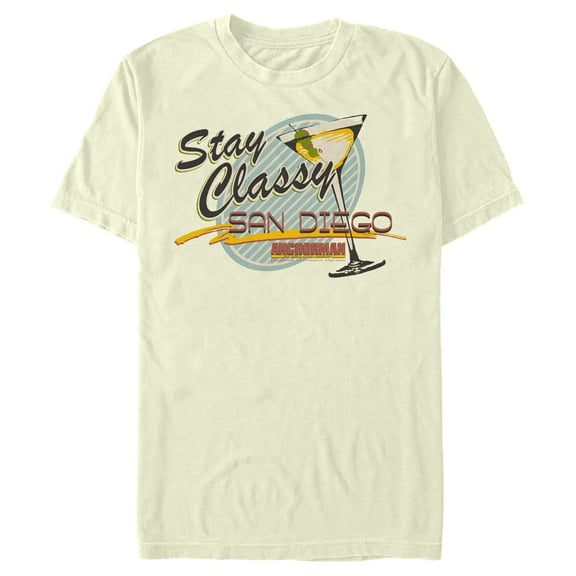 Men's Anchorman Stay Classy San Diego Martini  Graphic Tee Beige Small