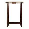 thumbnail image 4 of Linon Home Decor Tray Table Set, Faux Marble, Brown, 4 of 5
