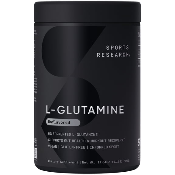 Sports Research® SR L-Glutamine Workout Recovery Immune Health Gut Health IBS 5g Per Serving