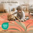 thumbnail image 4 of ODIKA 9'x12' Coral Blossom Elegance with Timeless Charm Washable Area Rug Floral Symphony in Soft Pastels, Ideal for Modern Non-Slip, Chair-Friendly for Dining Room, Basement, Large Office, 4 of 7
