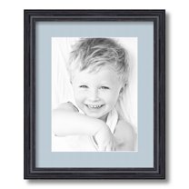 ArtToFrames 13x16" Matted Picture Frame with 9x12" Single Mat Photo Opening Framed in 1.25" Black Stain on Solid Red Oak and 2" Baby Blue Mat (FWM-4083-13x16)