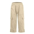 thumbnail image 4 of Mlzmgr Capri Cargo Pants for Women Elastic Waist 3/4 Length Pants with Multi Pockets Summer Outdoor Capri Pants, 4 of 5