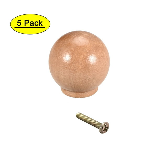 Uxcell 28mm Dia Furniture Round Pull Knobs Furniture Drawer Kitchen Wood 5 Pack