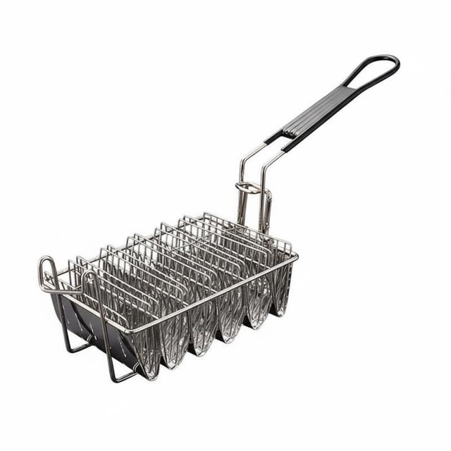 predolo Cesta Freidora para Tacos Mango Desmontable Cesta para Freír Tacos Acero Inoxidable Freidora de Conchas de Taco para Cocina Comercial, Restaurante