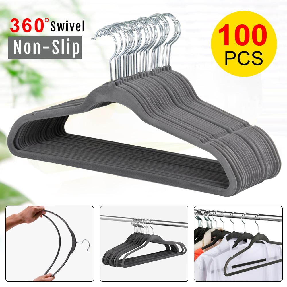 Topeakmart 100PCS Velvet Hangers Flocked Suit Hangers Nonslip 360 ...