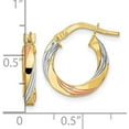 thumbnail image 4 of 14K Yellow Gold W/Rose & White Rhodium Polished Twisted Hoop Earrings - 16.7mm- Made In Italy, 4 of 6