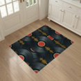 thumbnail image 3 of ODIKA 3'x5' Washable Throw Rug Music Record Vintage Disc Sound Motifs Round Cd Shape Retro Vinyl Refined for Entryway, Kitchen, Mudroom, Stain Resistant, Low Profile, Non-Slip, 3 of 7