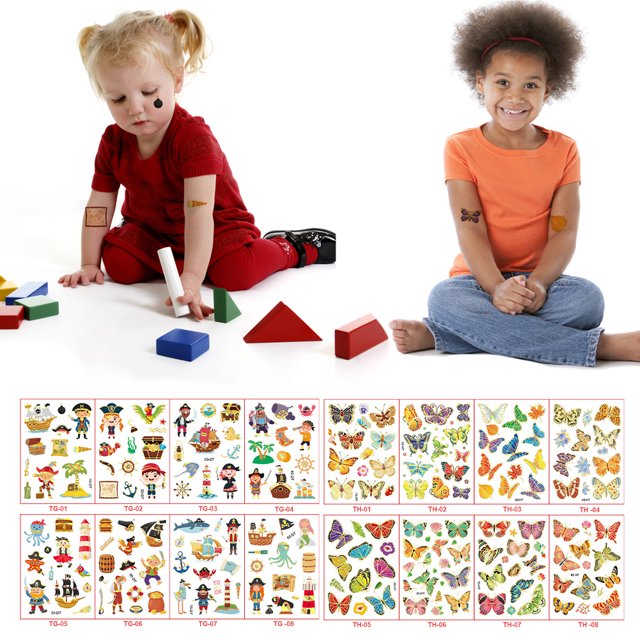 Etiqueta Engomada Del Tatuaje Temporal Tatuaje 3D Impermeable Dibujos Animados Niños Cuerpo para Fiesta (4) 16pcs Ndcxsfigh Libre de BPA