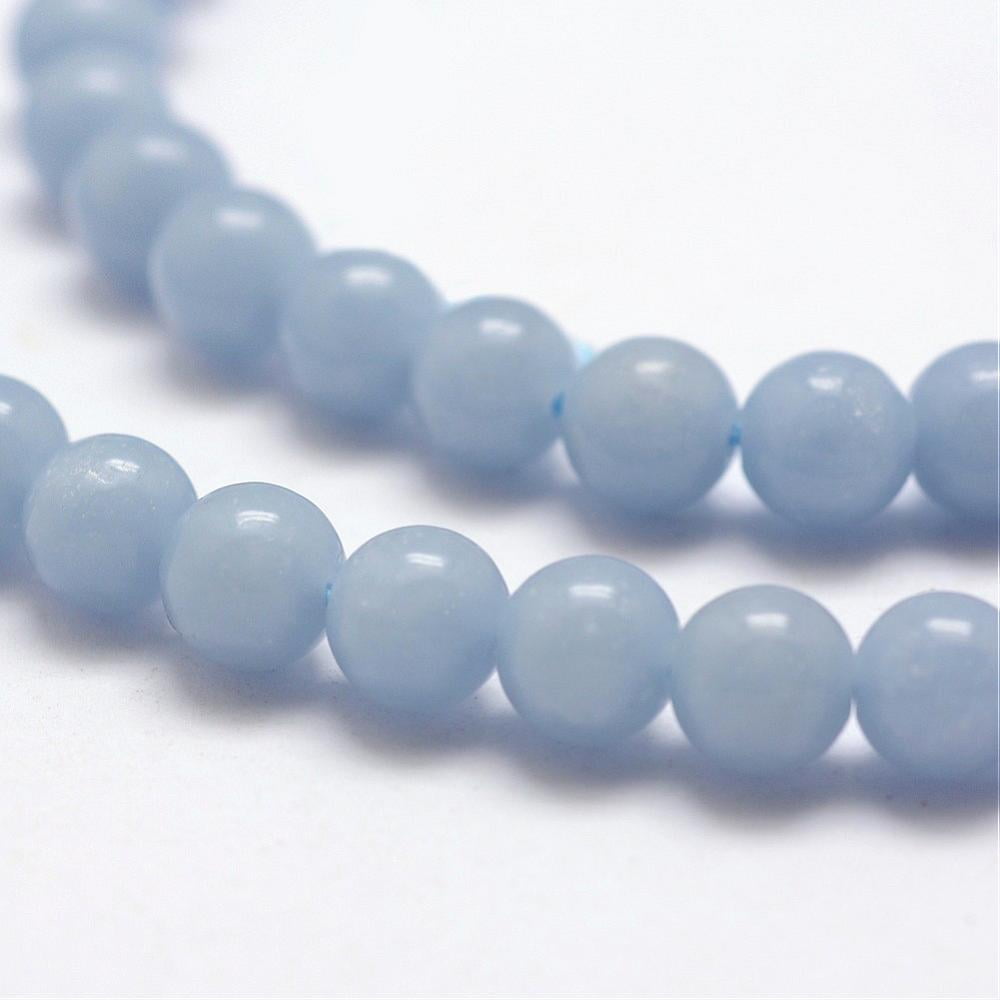 Natural Angelite Beads Strands Anhydrite Beads Round Light Steel Blue 6mm Hole: 1mm about 65pcs/strand 15.7 inch