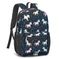 thumbnail image 2 of Unicorn and Star Black Pattern 17" Waterproof Oxford School Backpacks for Teens, S-Shape Padded Straps, for School, Travel, Hiking, Camping, 2 of 5