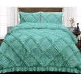 thumbnail image 1 of Alaskan King Comforter Diamond Ruffle Aqua Green 300 GSM Plush Siliconized Microfiber Fill Duvet Insert With 1000 Thread Count Egyptian Cotton Shell Fluffy with Piping & Pillowcases, 1 of 8