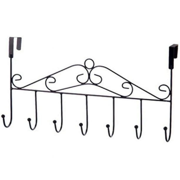 Perchero de acero inoxidable para puerta con 7 ganchos, perchero para puerta, perchero, perchero, perchero, perchero, perchero, perchero, perchero, cocina, sala de estar, pasillo, baño,Negro