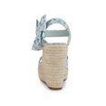 thumbnail image 2 of BLISSFUL STEP Women's Shoes Floral Printed Bow Tie Platform Slingback Espadrille Wedge Sandals Blue Floral 10, 2 of 7